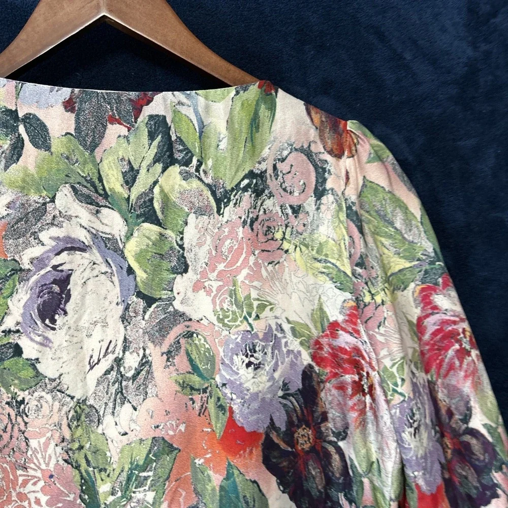 Sundance Womens Silk Top Size S Peasant Artsy‎ Print Floral Luxury Maximalist